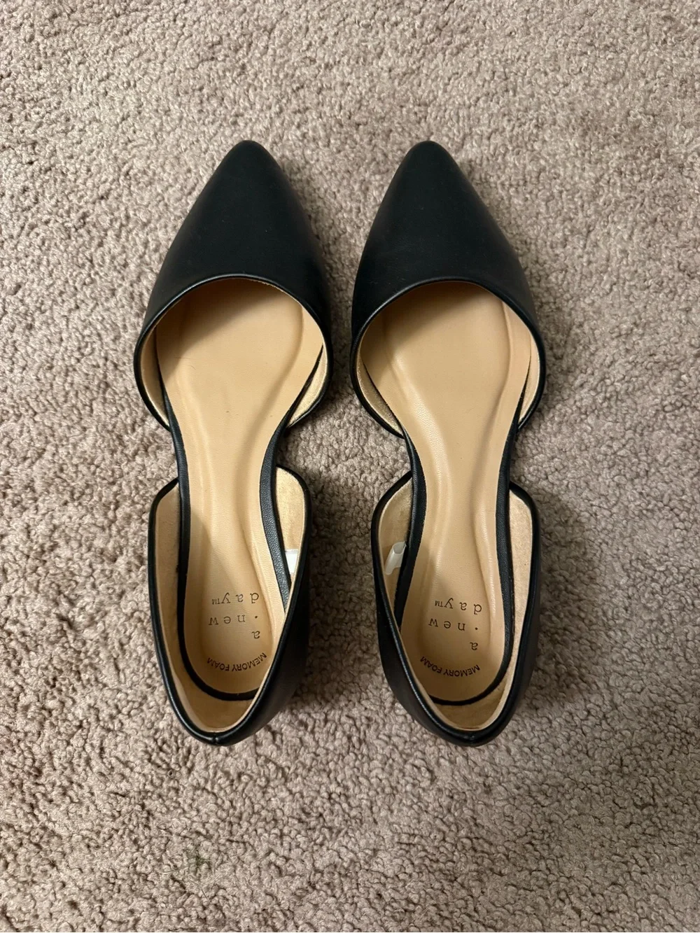 a new day Black Pointed D'Orsay Flats